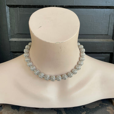 Monet Silver Filgree Ball Necklace Jewelry Bloomers and Frocks